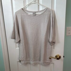 Chico's Shimmering Biege Short Sleeve Knit Top